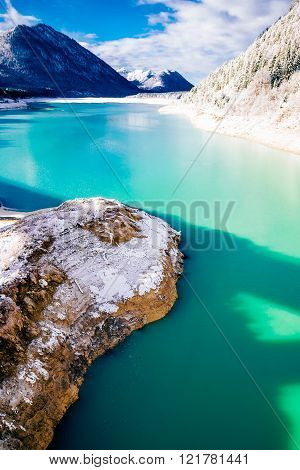 sylvenstein lake in bavaria germany alps mountains