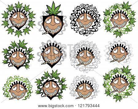 smiling happy relaxed guy smoking marijuana joint
