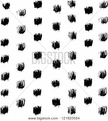 Brush strokes dots black on white background