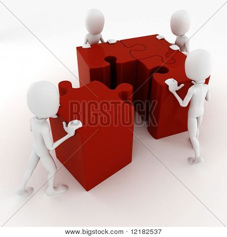 ชิ้นส่วนปริศนาบางอย่างผลักดันมนุษย์ 3d