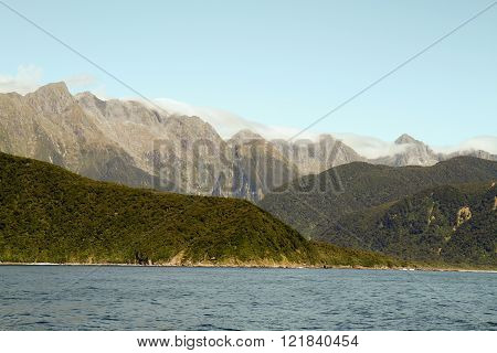 Coast line of New Zealands west coast in Fjordland