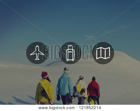 Plane Luggage Map Travel Trip Journey Concept
