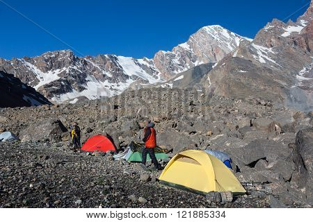 Alpine Climbers Camp in Morning