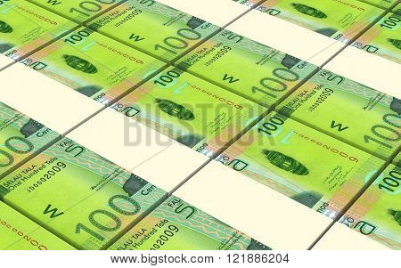 Samoan tala bills stacks background. Computer generated 3D photo rendering