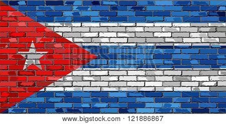 Flag of Cuba on a brick wall - Illustration.