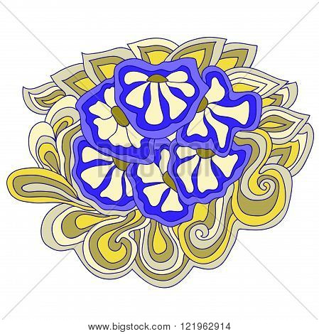 abstract floral bleu pattern Doodle sample template for fabric cards flyers