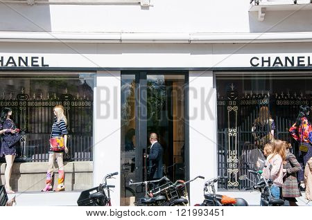 AMSTERDAM-APRIL 30: Chanel store on the P.C.Hooftstraat luxurious shopping street on April 302015 in Amsterdam. The French privately held company was founded in 1909.