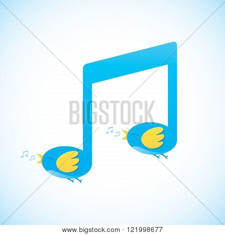 Singing birds and music notes. vector illustration