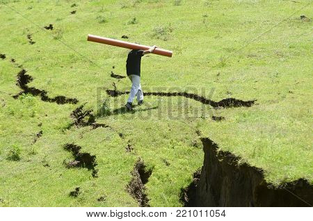 Land slides after heavy rain in mountain area