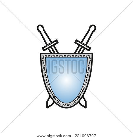 Sword with shield icon on white background