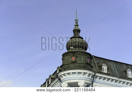 Roof of the navy club building in Varna , place for text And blue sky.