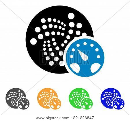 Iota Gauge icon. Vector illustration style is a flat iconic iota gauge symbol with gray, yellow, green, blue color versions. Designed for web and software interfaces.