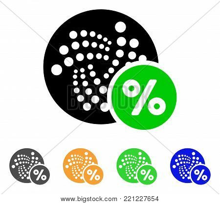 Iota Percent icon. Vector illustration style is a flat iconic iota percent symbol with grey, yellow, green, blue color versions. Designed for web and software interfaces.