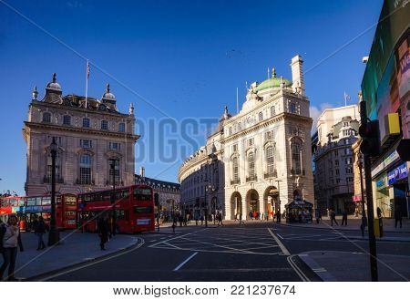 LONDON, UK - NOVEMBER 03, 2012: City traffic at Regent Street and Piccadilly Circus junction West End W1