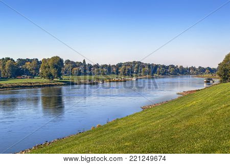 Landscape with Elbe river near Pillnitz, Germany