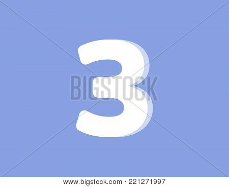 Vector illustration Three on a light purple background