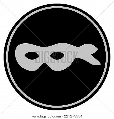 Anonymous Mask black coin icon. Vector style is a flat coin symbol using black and light gray colors.