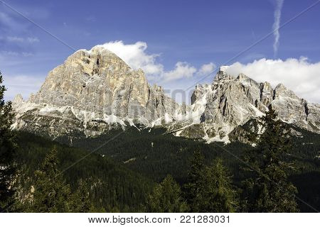 View Of The Inner Tofane Mountains, Cortina D'ampezzo, Dolomites, Italy