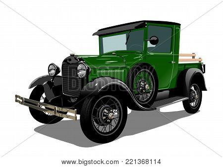 Vector retro truck. Available eps-10 vector format separated by groups with transparency effects for one-click repaint