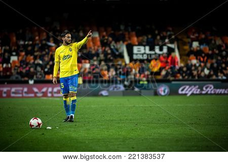 VALENCIA, SPAIN - JANUARY 9: Aquilani during Spanish King Cup match between Valencia CF and Las Palmas at Mestalla Stadium on january 9, 2018 in Valencia, Spain