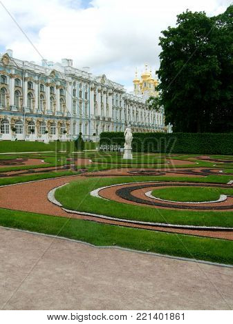 Tsarskoe selo, Saint Peterburg, Russia - JUNE 10, 2013: Palace Pushkin Saint Peterburg Statues