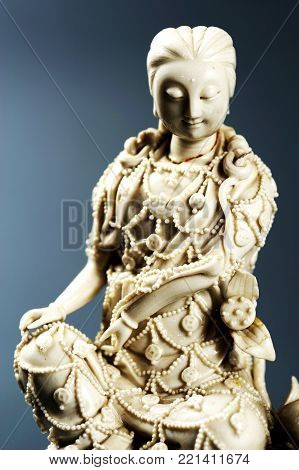 Small beautiful isolated shiny decorative porcelain figure