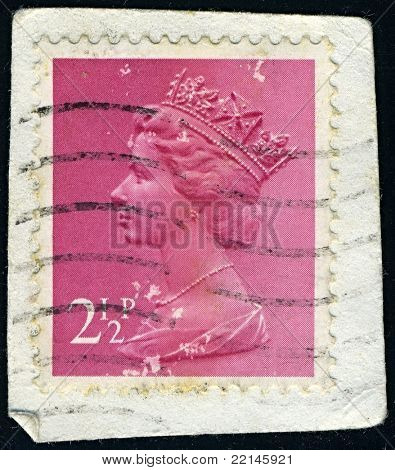 อังกฤษ-เซอร์กา 1971:A แสตมป์ที่พิมพ์ในอังกฤษแสดงรูปของ Elizabeth II (Elizabeth Alexandra Mary