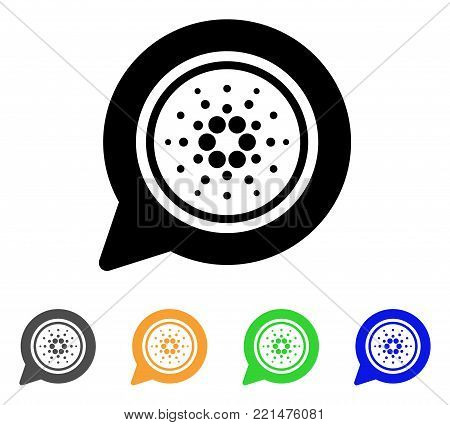 Cardano Message Balloon icon. Vector illustration style is a flat iconic cardano message balloon black symbol with gray, yellow, green, blue color variants. Designed for web and software interfaces.