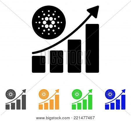 Cardano Grow Up Chart icon. Vector illustration style is a flat iconic cardano grow up chart black symbol with grey, yellow, green, blue color versions. Designed for web and software interfaces.