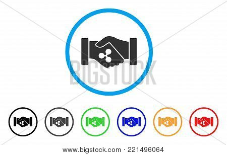 Ripple Contract Hands rounded icon. Style is a flat grey symbol inside light blue circle with bonus color versions. Ripple Contract Hands vector designed for web and software interfaces.