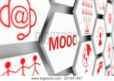 MOOC concept cell blurred background 3d illustration