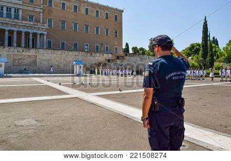 Parade Changing Of The Guard In Athens.