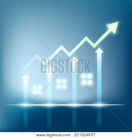 Sales Of Real Estate. Growth Of Financial Chart. Stock Vector Illustration.