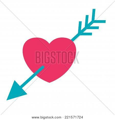 Heart and arrow cupid. Symbol of love, union of destinies, betrothal and wedding. Flat vector cartoon illustration. Objects isolated on white background.