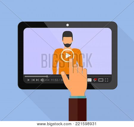 illustration of webinar, online conference and training. Flat. Vector illustration