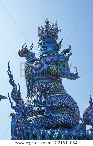 CHIANG RAI, THAILAND - December 20, 2017: Very beautiful sculpture in the Wat Rong Sua Ten or Rong Sua Ten temple. This place is the popular attraction for Chiang Rai trip.