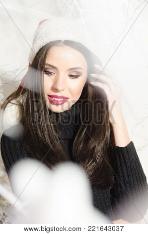Sexy Surprised Woman Wearing Santa Claus Clothes