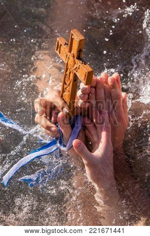Water Ceremony Marking The Orthodox Epiphany Day, In Port Of Thessaloniki