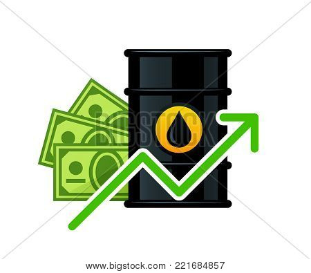 Rise in the price of barrel oil vector illustration