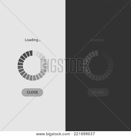 Mobile app loading screen in white and black style. Loading the interface.