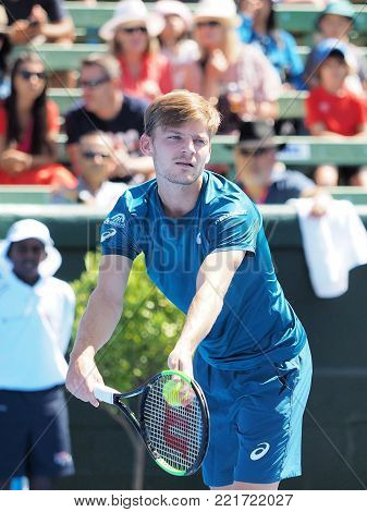 Melbourne, Australia - January 9, 2018: Tennis player David Goffin preparing for the Australian Open at the Kooyong Classic Exhibition tournament