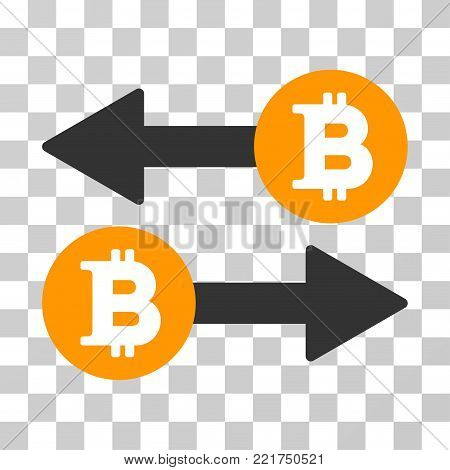 Bitcoin Exchange vector pictogram. Illustration style is flat iconic symbol on a chess transparent background.