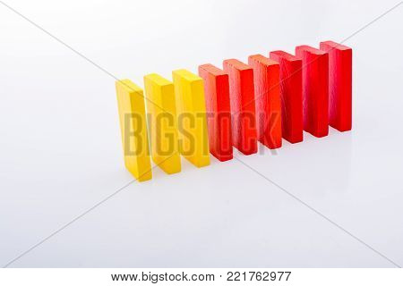 Colorful Blocks in a line on a white background