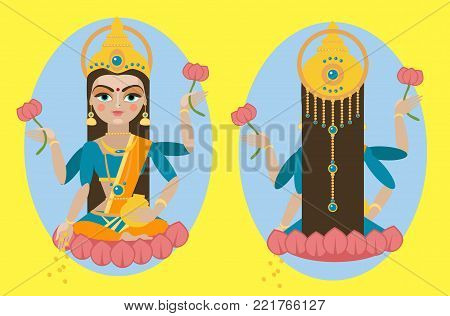 vector illustration Mata Lakshmi Traditional Hindu deity