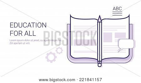 Education For All Learing Online Business Concept Template Web Banner With Copy Space Vector Illustration