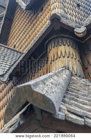 Close Up On Heddal Stave Church - Norway