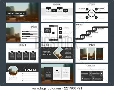Black Abstract presentation templates, Infographic elements template flat design set for annual report brochure flyer leaflet marketing advertising banner template