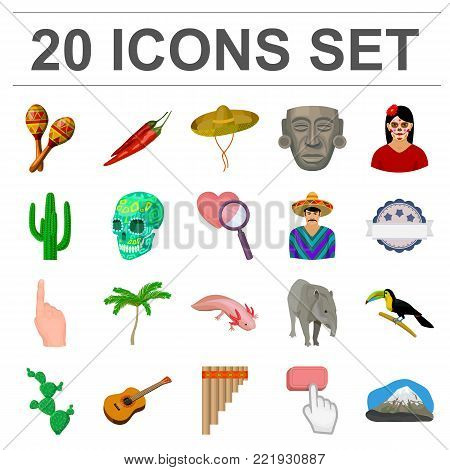 Country Mexico cartoon icons in set collection for design. Mexico and landmark vector symbol stock  illustration.