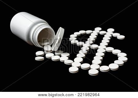 Pile Of Pills In Shape Dollar - Medical Expenses Concept