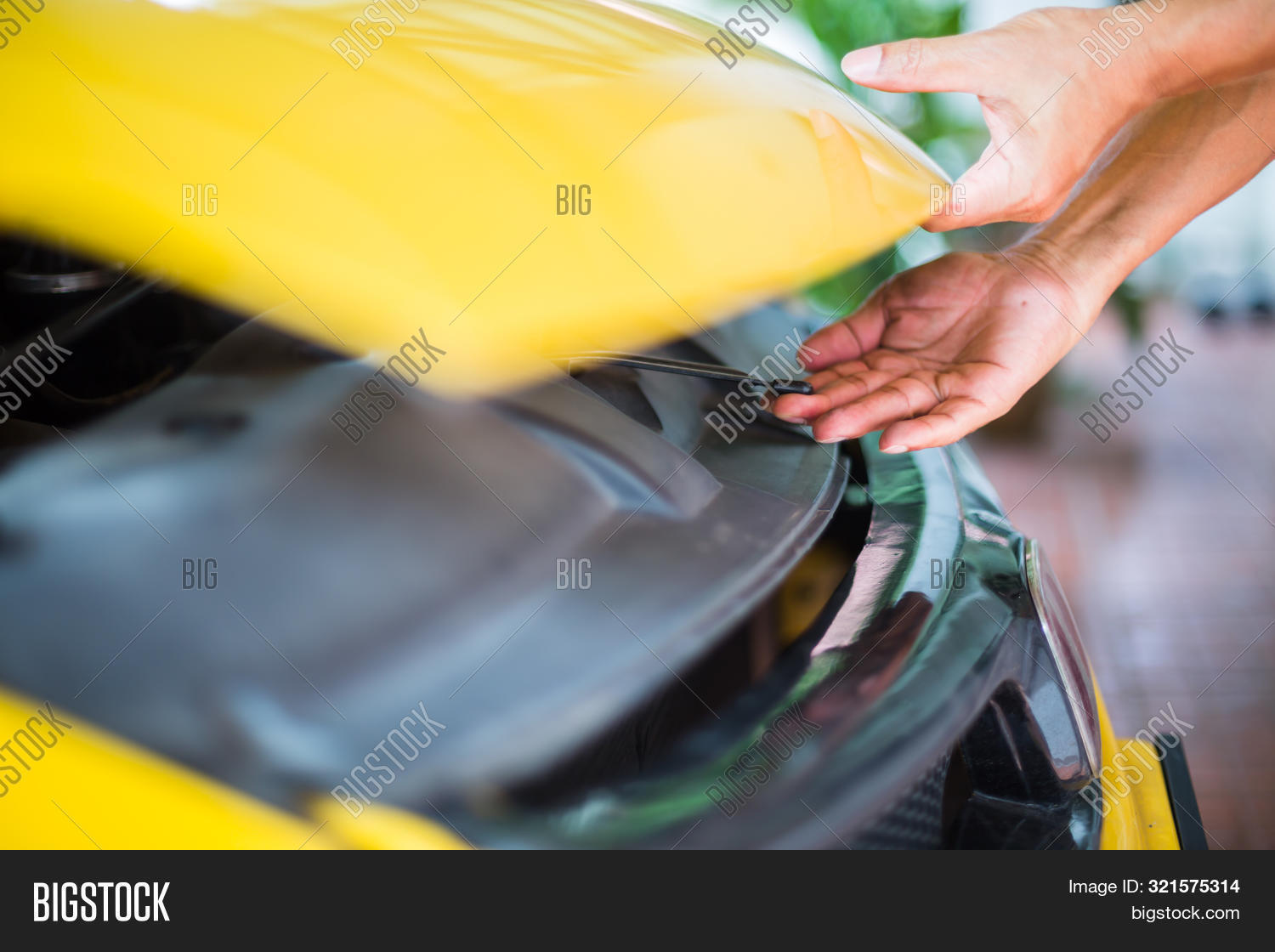 Man Opened Hood Yellow Image & Photo (Free Trial) Bigstock